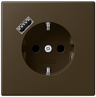 Розетка с заземлением +1хUSB тип A без рамки Jung LS990 metal 1-м. античная латунь картинка